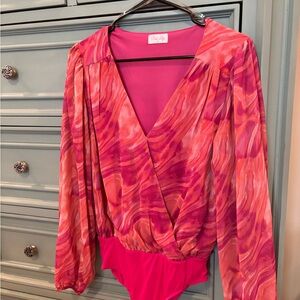 Pink Lily Fuchsia and Coral Bodysuit